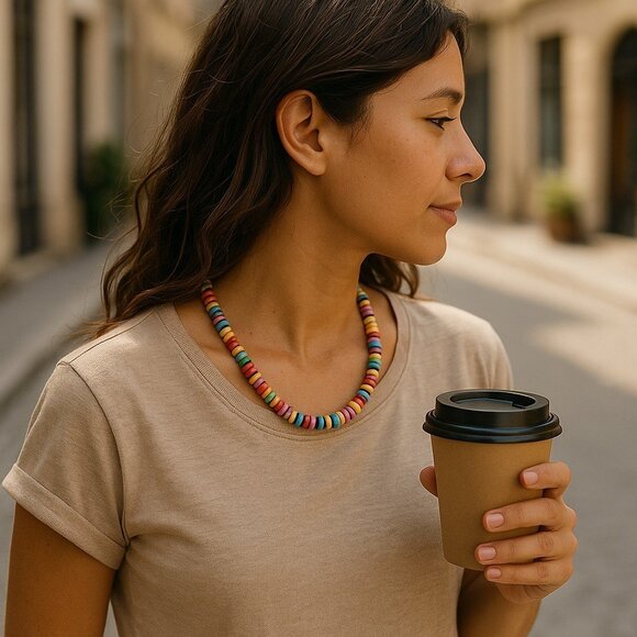 Fun and colorful candy bead choker - Picture 2 of 8